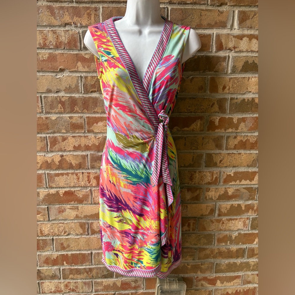 BCBGMAXAZRIA Colorful Wrap Dress SIZE XXS - Picture 2 of 9